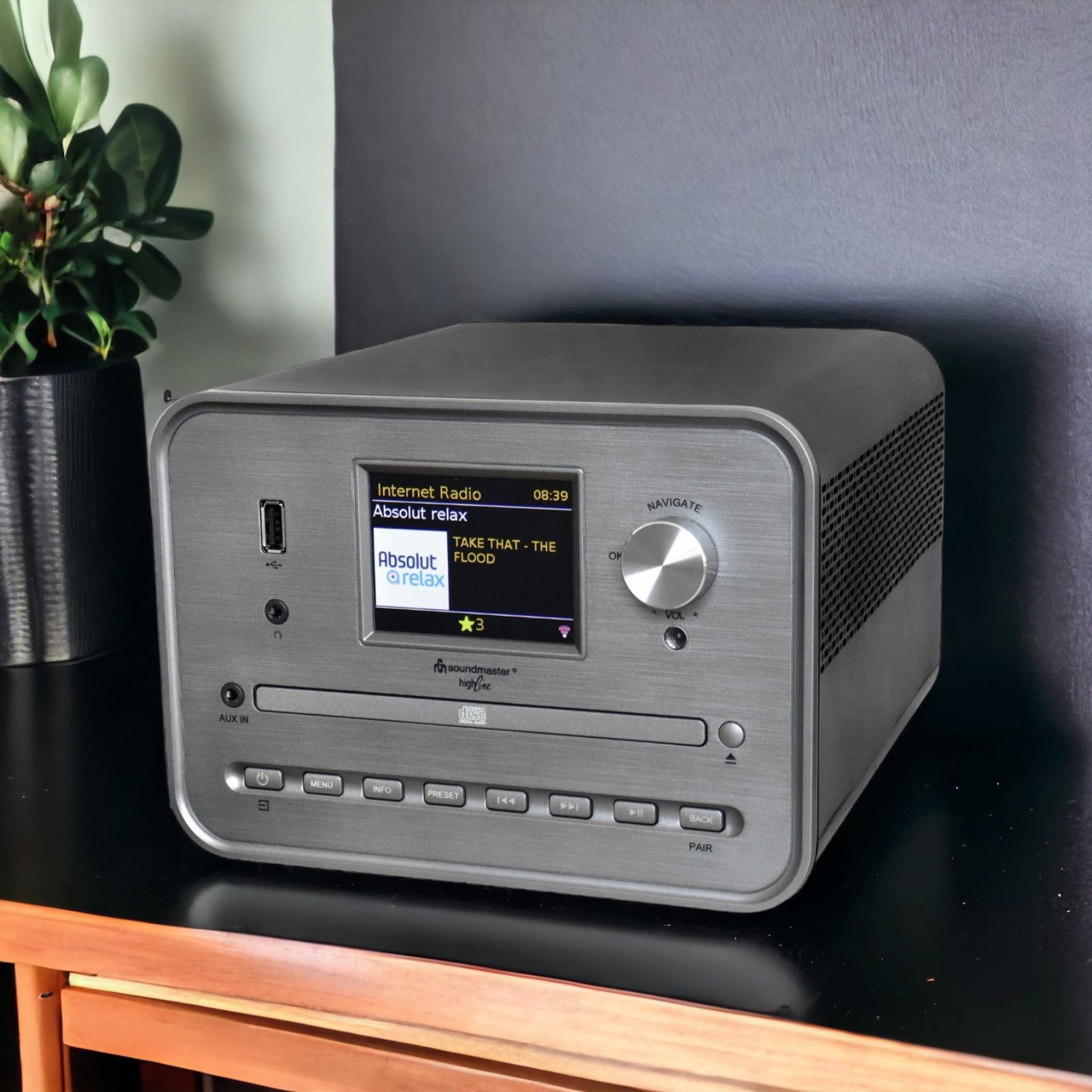 Soundmaster HighLine ICD1050SW Internetradio Kompaktanlage CD-Player Stereo WLAN 2,4/5 GHz DAB+ Bluetooth USB MP3 APP Farbdisplay Wecker