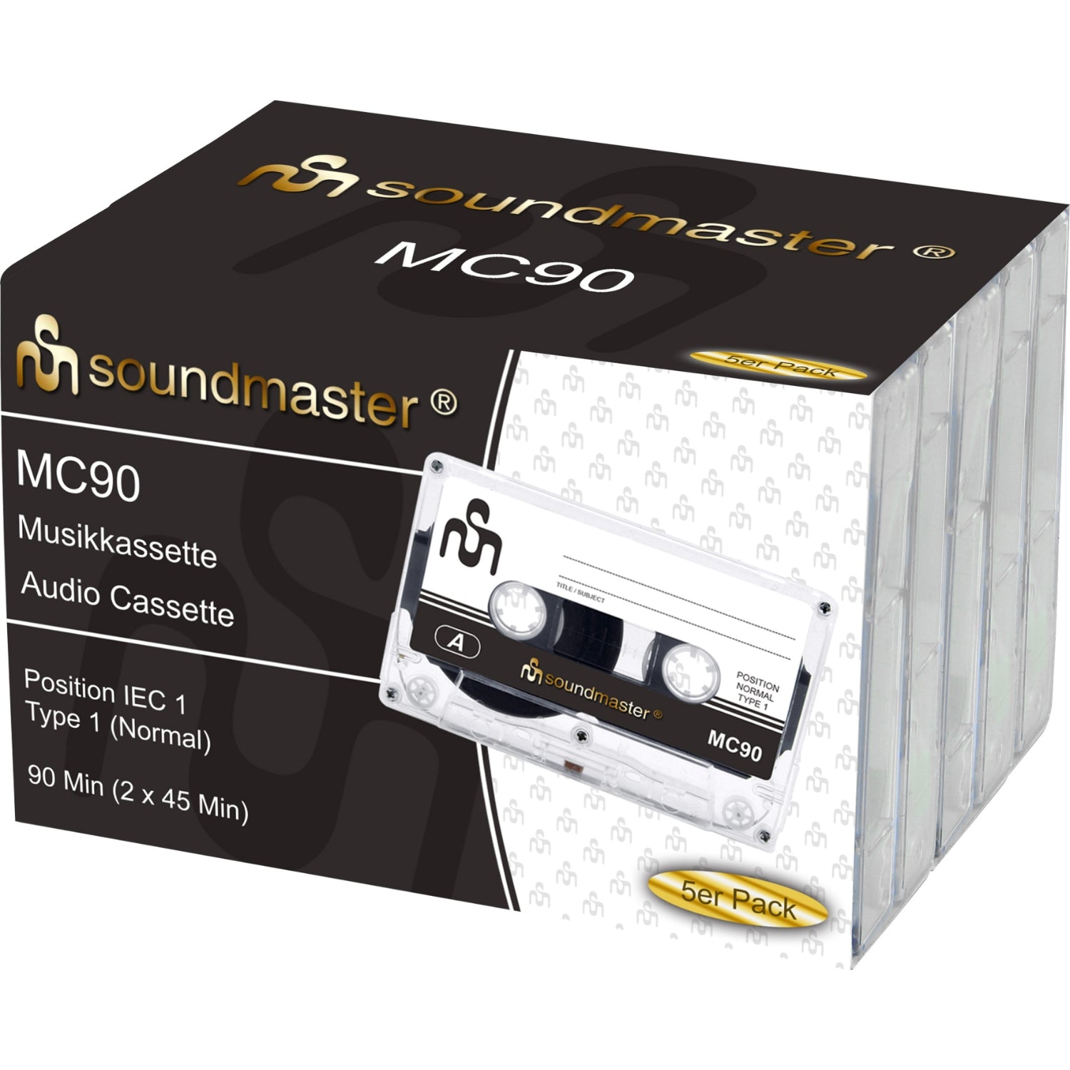 Soundmaster MC905P Leerkassetten Audiokassetten Kompaktkassetten 5er-Pack (IEC1-Normal 90 Minuten)