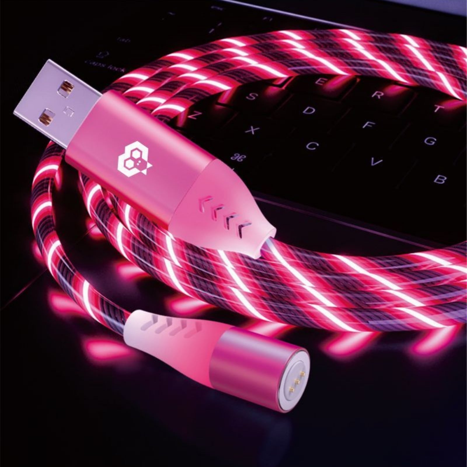 MonkeyTEC 3 in 1 magnetic charging cable LED glowing with data transfer for iPhone / Micro USB / USB C PC-MGT-36