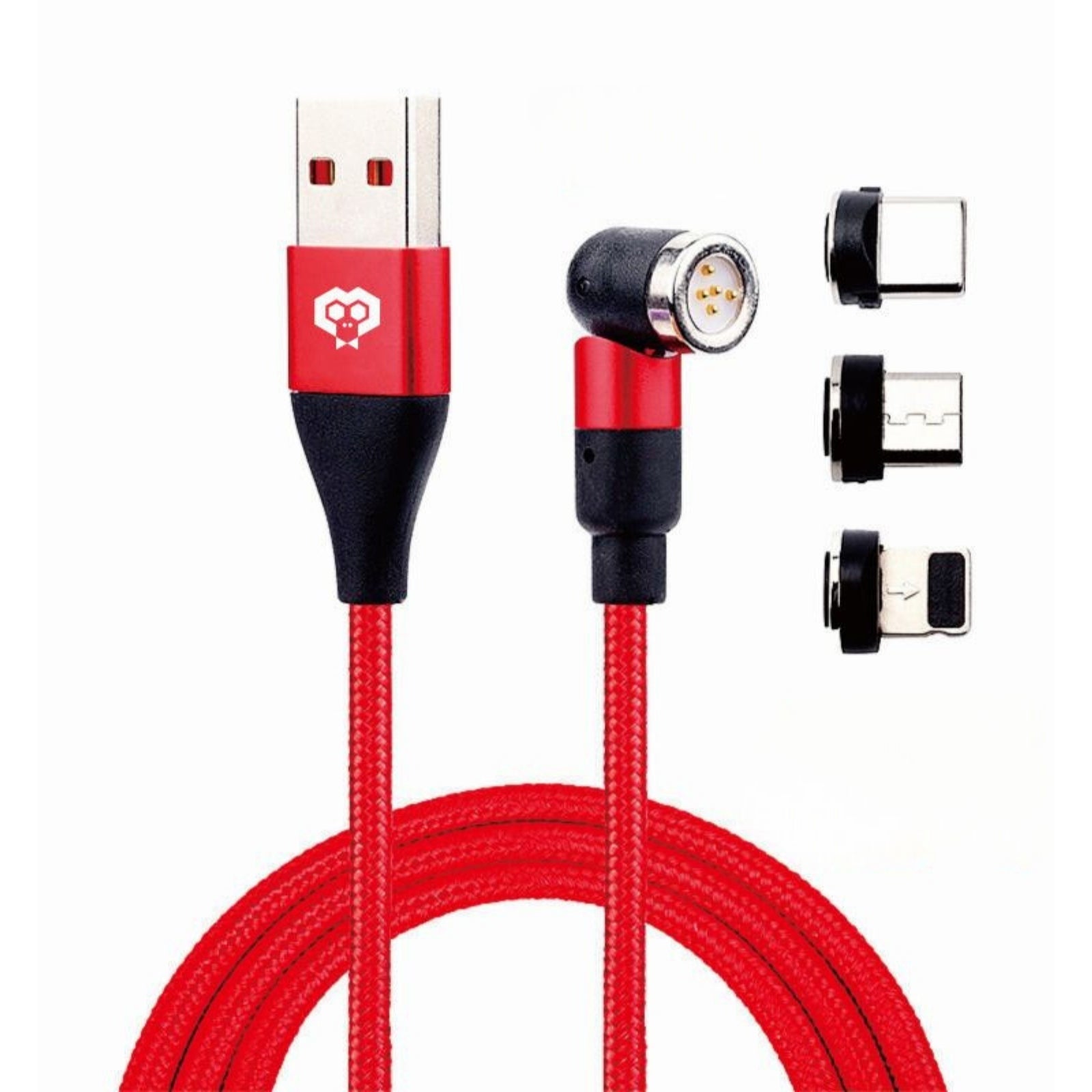 MonkeyTEC 3 in 1 magnetic charging cable with data transfer 540° rotatable for iPhone / Micro USB / USB C PC-MGT-PD3