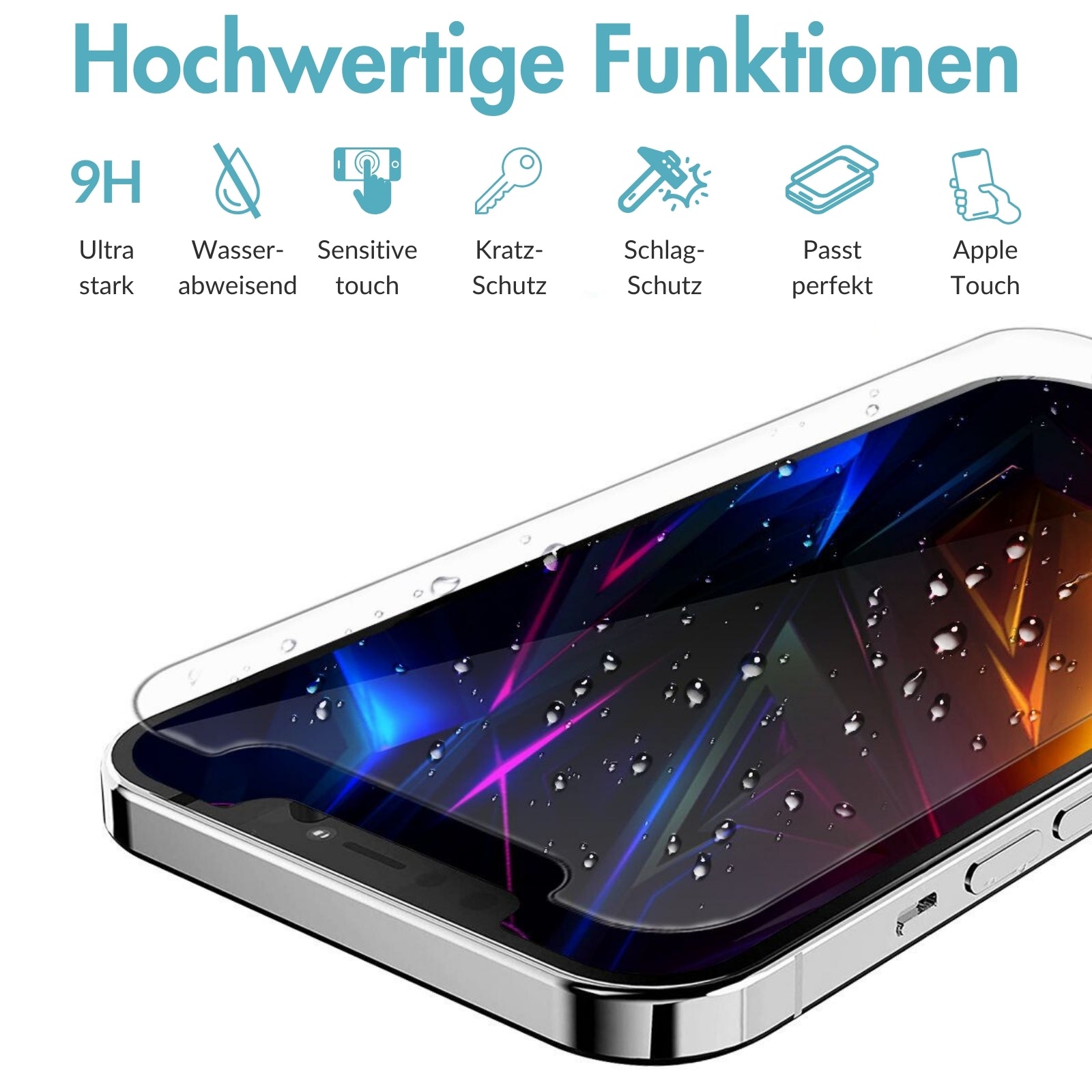 MonkeyTEC 3er-Set Panzerglas 9H Anti-Fingerprint kristallklar Apple iPhone