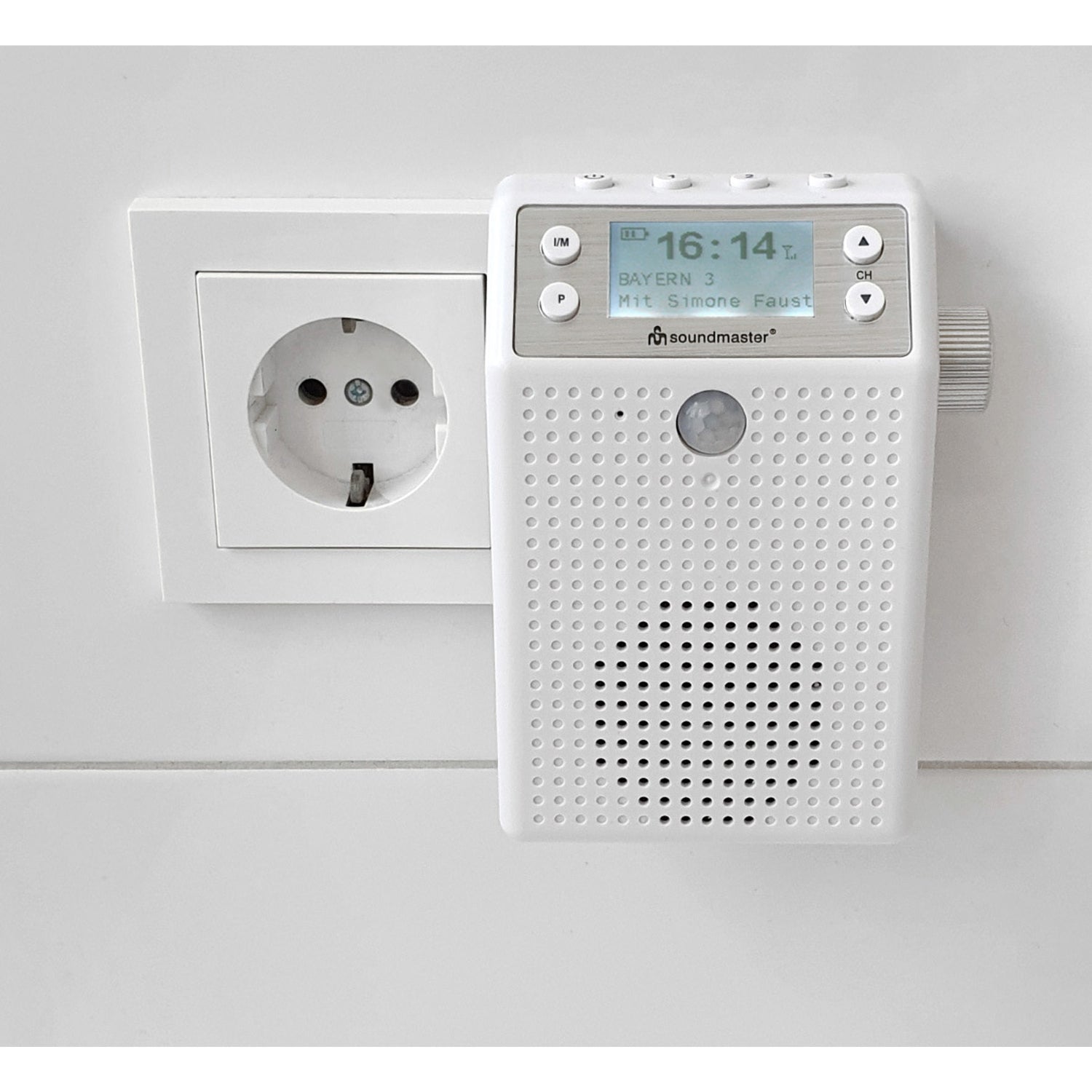Soundmaster DAB60WE DAB+/FM socket radio motion detector built-in battery shower radio