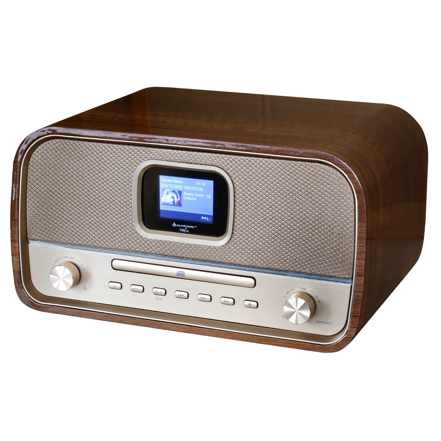 Soundmaster HighLine DAB970BR1 retro compact stereo system HiFi system DAB+ FM CD player MP3 USB Bluetooth streaming color display
