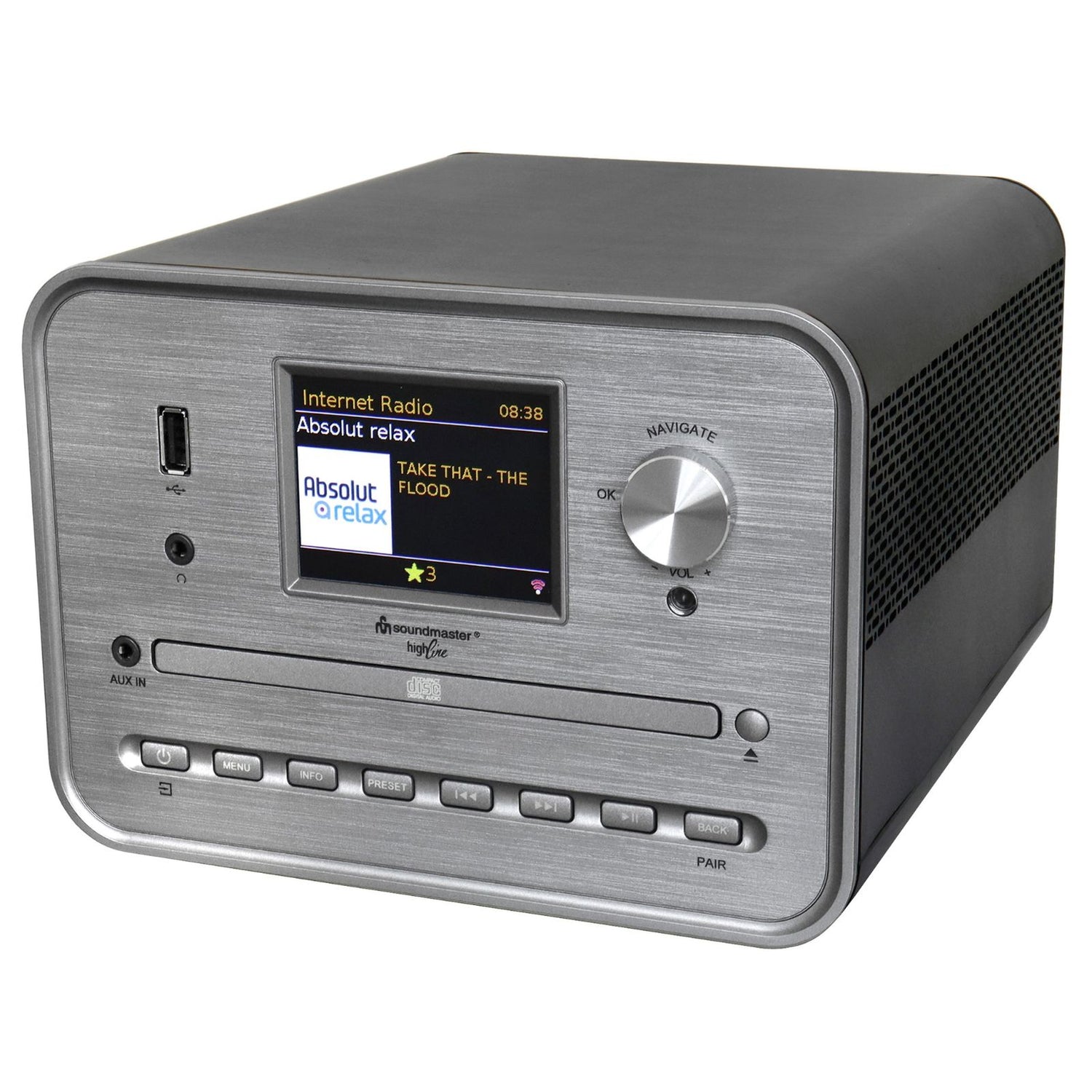 Soundmaster HighLine ICD1050SW Internetradio CD-Player Stereo WLAN 2,4/5 GHz DAB+ Bluetooth USB MP3 APP Farbdisplay Wecker