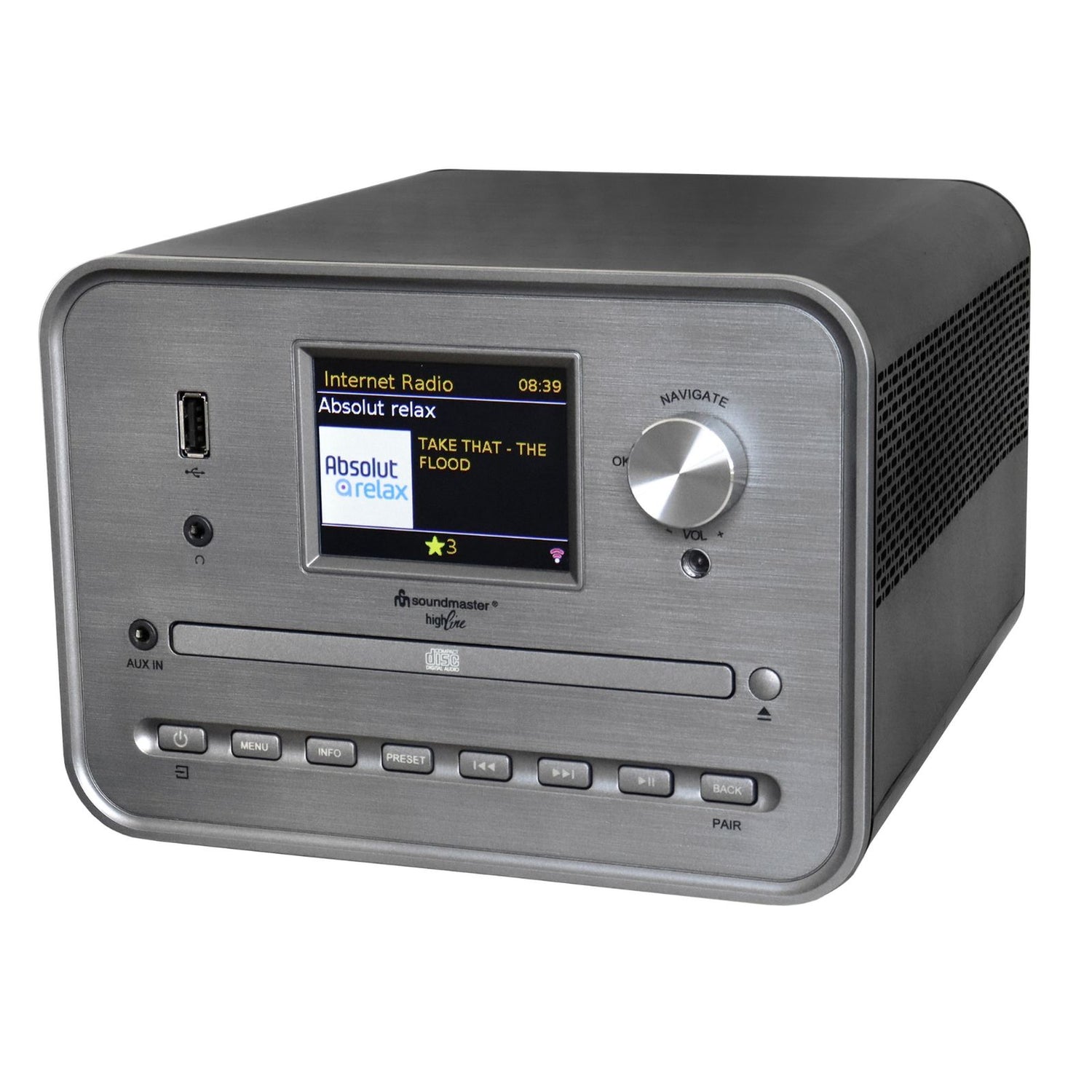 Soundmaster HighLine ICD1050SW stereo system Internet radio WLAN 2.4/5 GHz DAB+ Bluetooth CD player USB MP3 APP color display alarm clock