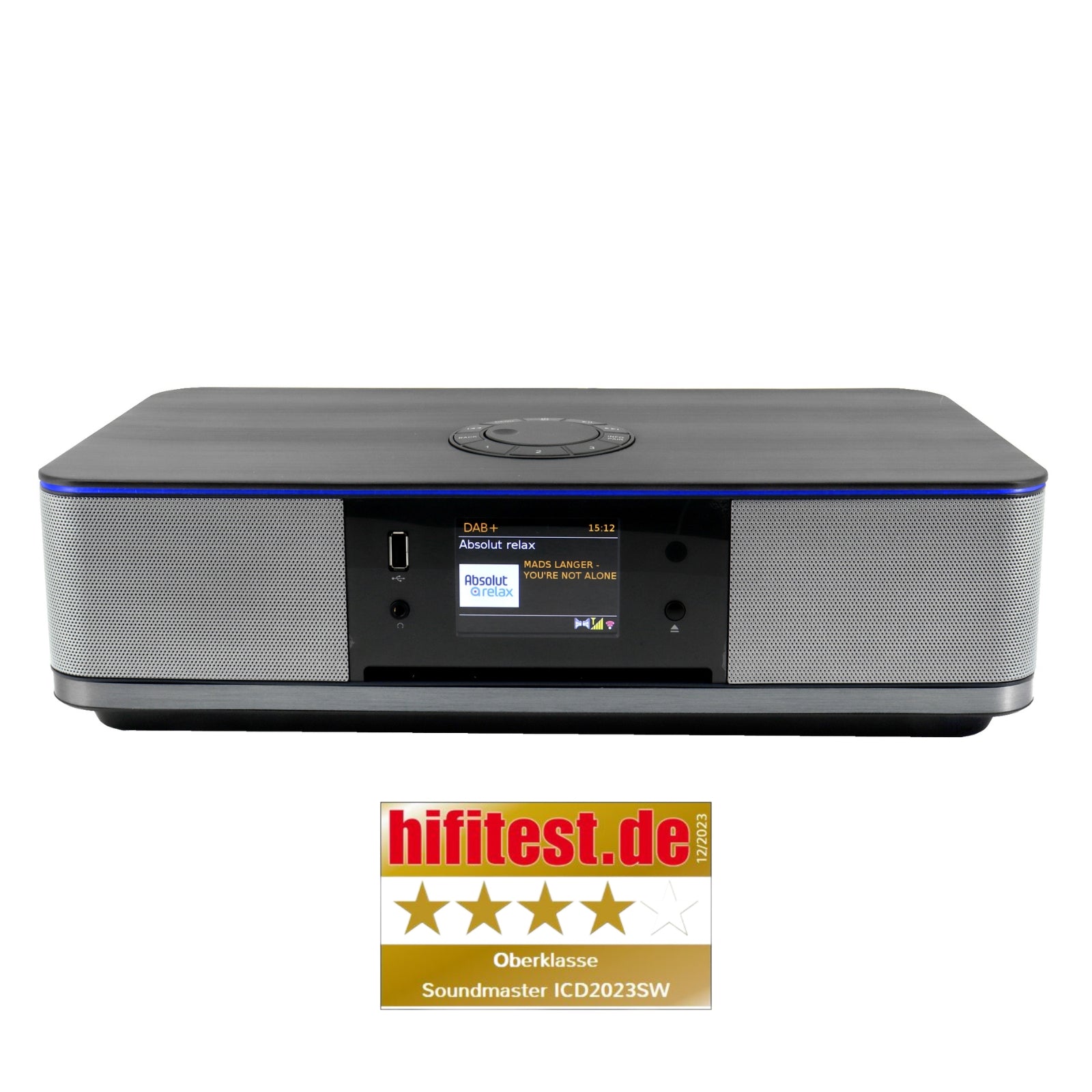 Soundmaster HighLine ICD2023SW stereo system Internet radio WLAN 2.4/5 GHz LED ambient lighting DAB+ Bluetooth CD player USB MP3 APP color display alarm clock