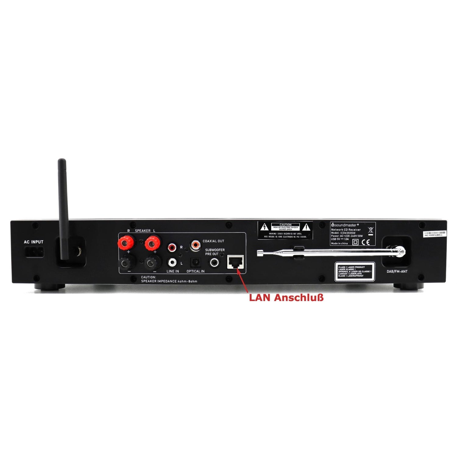 Soundmaster HighLine ICD4350SW HiFi Stereoanlage Audio System Internetradio WLAN 2,4/5GHz LAN Anschluss DAB+ CD-Player USB MP3 App-Steuerung RCA Optischer Eingang TV