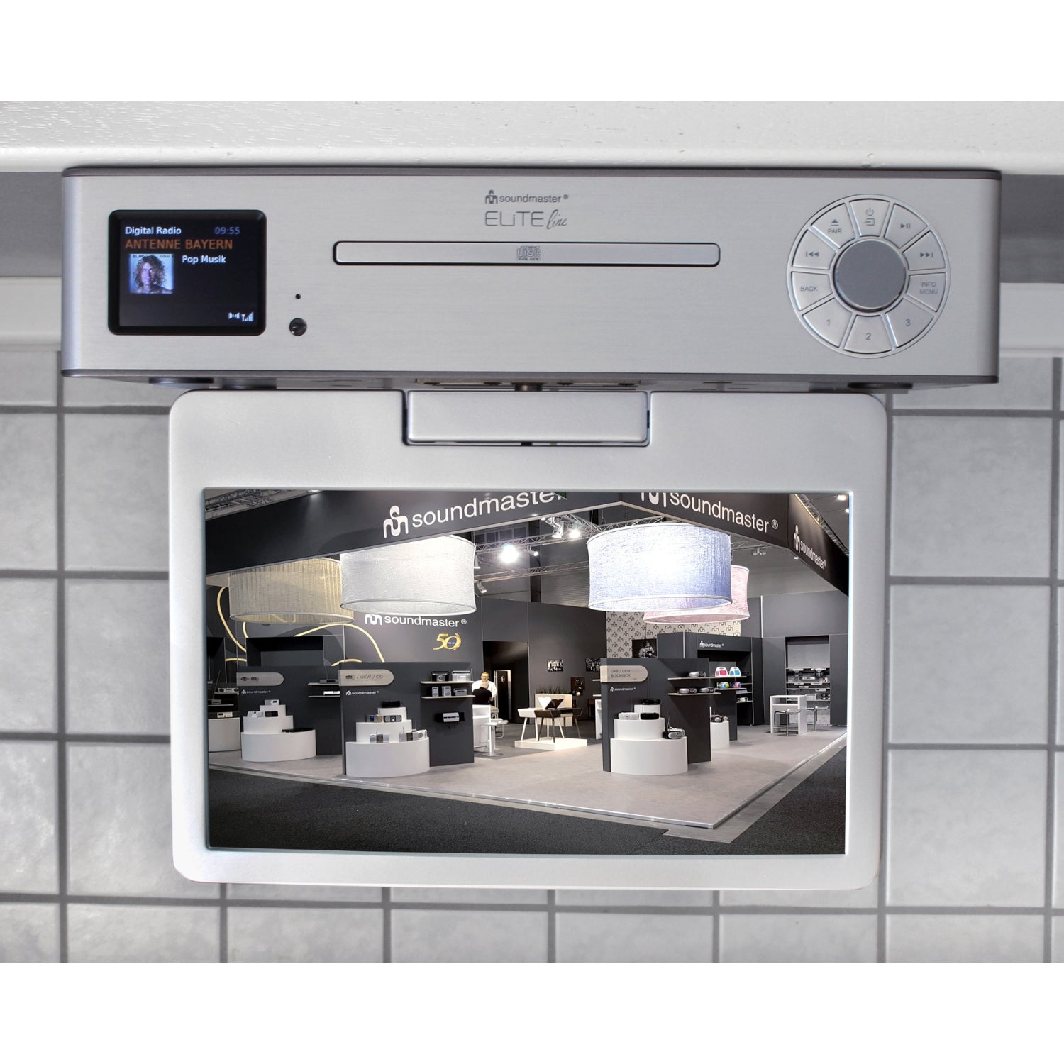 Soundmaster EliteLine KTD1020SI Centre multimédia radio de cuisine pour sous plan avec CD, DVB-T2, DAB+, FM, USB et Bluetooth