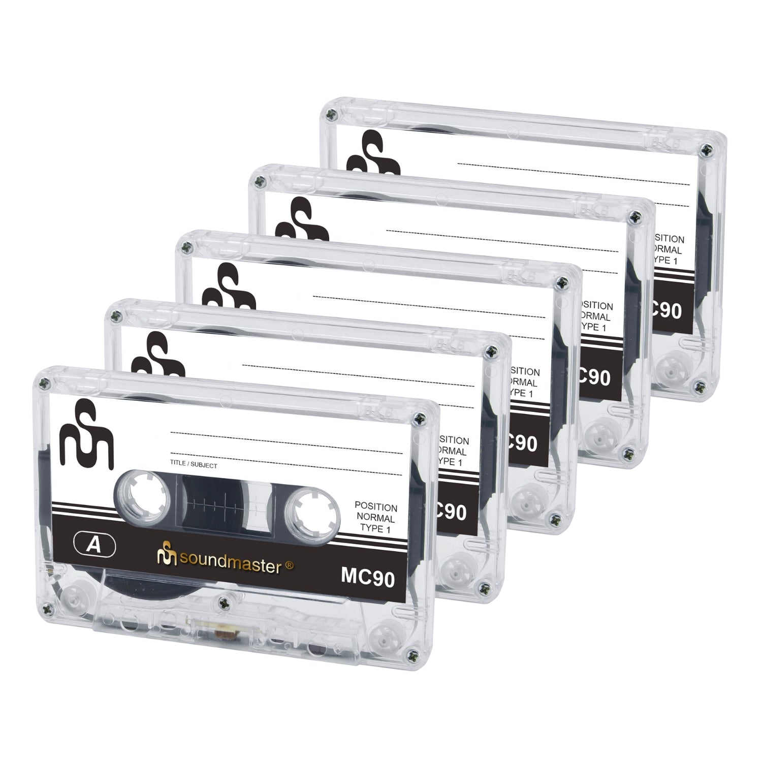 Soundmaster MC905P Five Cassette Compact Cassette Audio Cassettes (IEC1 90 Minutes Normal)