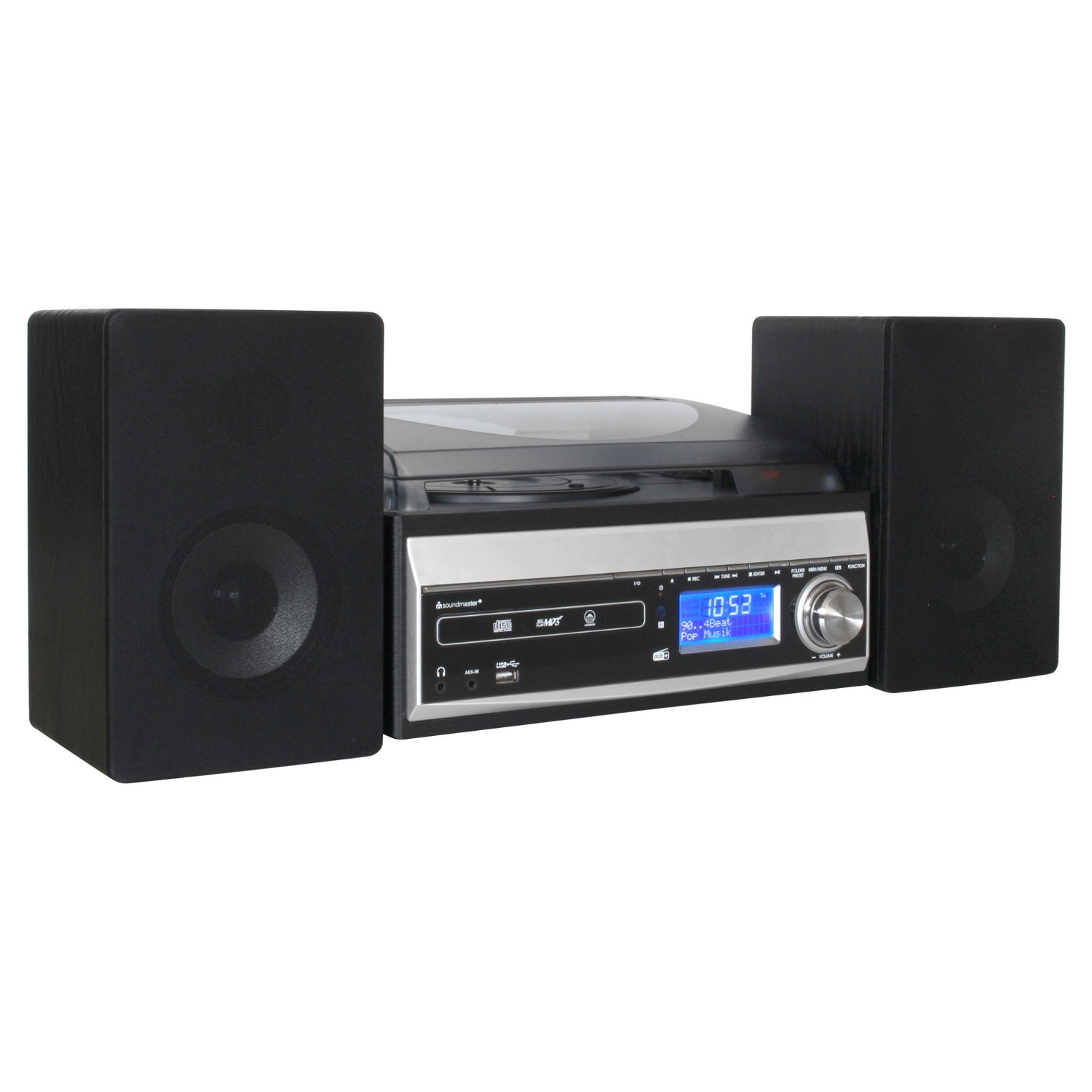 Soundmaster MCD1820SW Plattenspieler Stereoanlage CD-Player USB SD Kassette Encoding