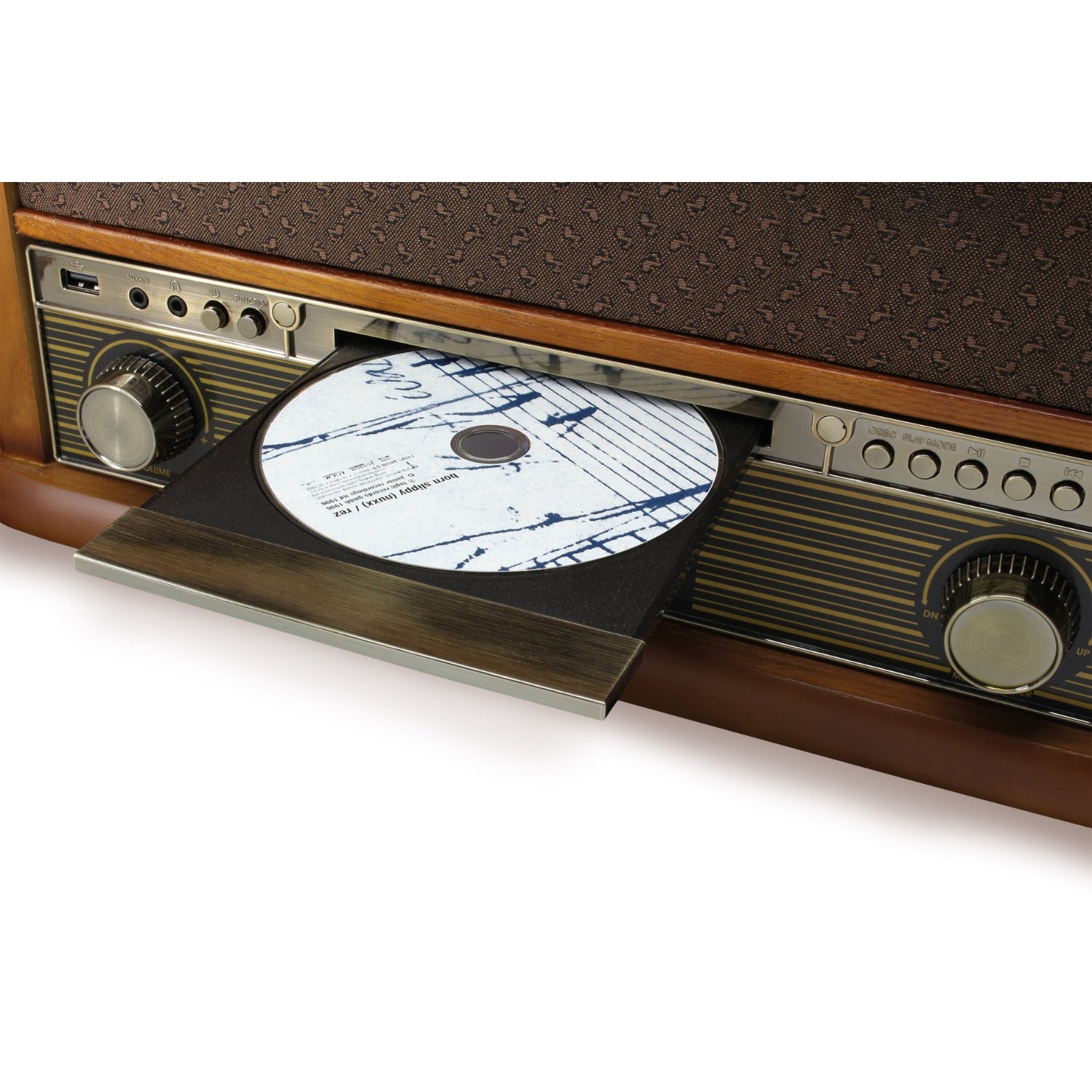 Soundmaster NR546BR radio numérique stéréo nostalgie DAB+/FM avec tourne-disque, système de lecture magnétique Audio Technica, CD/MP3, USB, cassette, Bluetooth et encodage
