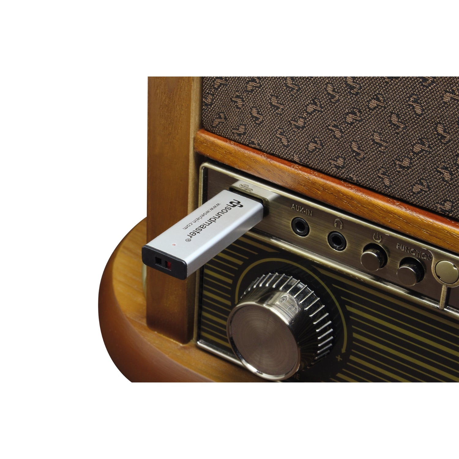 Soundmaster NR566BR 7-in-1 Nostalgie Stereoanlage mit Plattenspieler Audio Technica Magnettonabnehmer | Digitalradio DAB+ | CD-MP3 | USB | Kassette | Bluetooth | Digitalisierungs-Funktion | Equalizer
