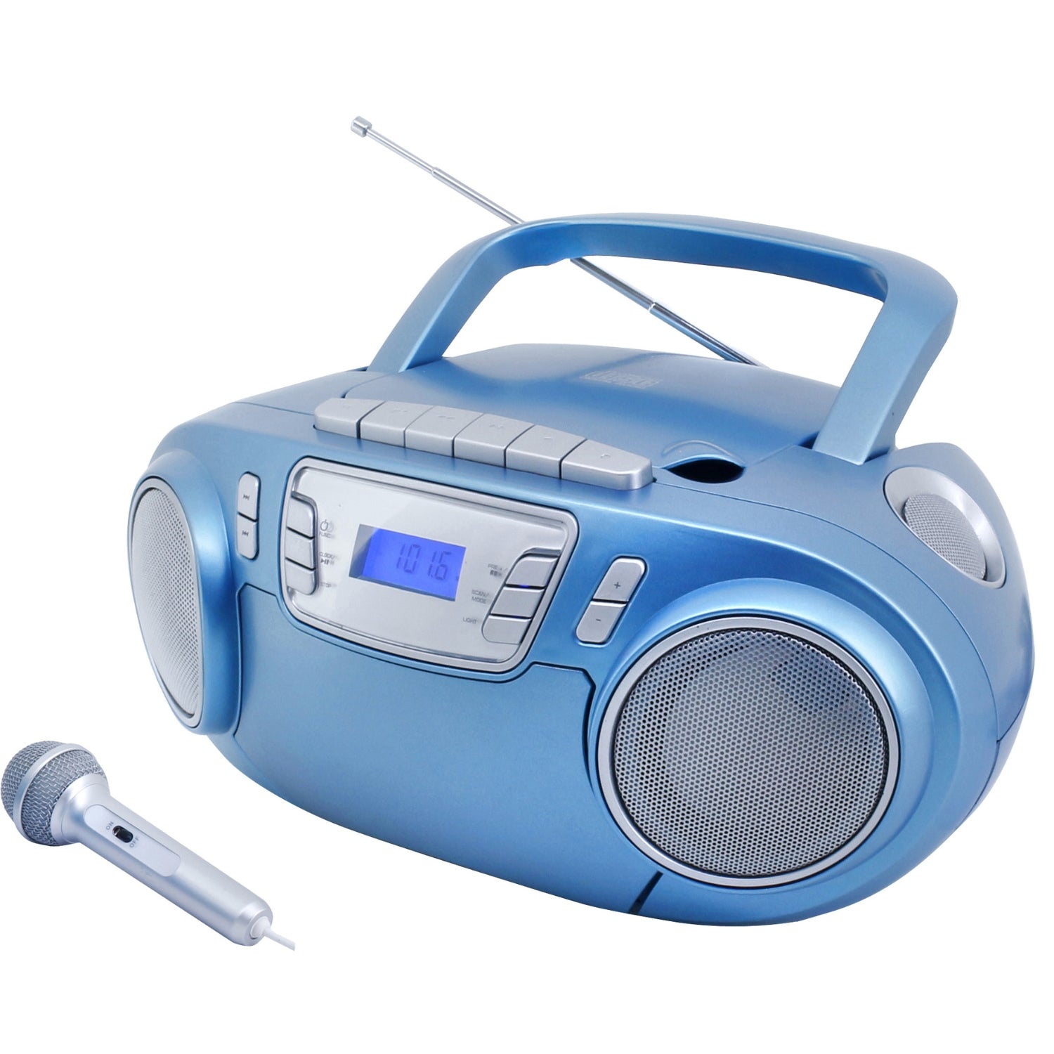 Soundmaster SCD5800BL portable CD player MP3 cassette recorder LED USB microphone karaoke