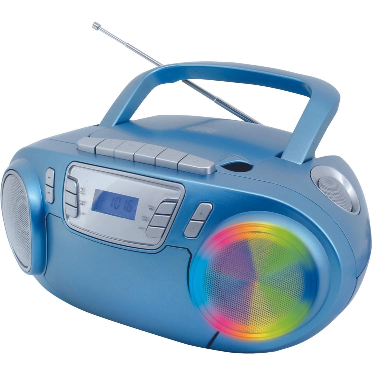 Soundmaster SCD5800BL tragbarer CD Player MP3 Kassettenrerorder LED USB Mikrofon Karaoke