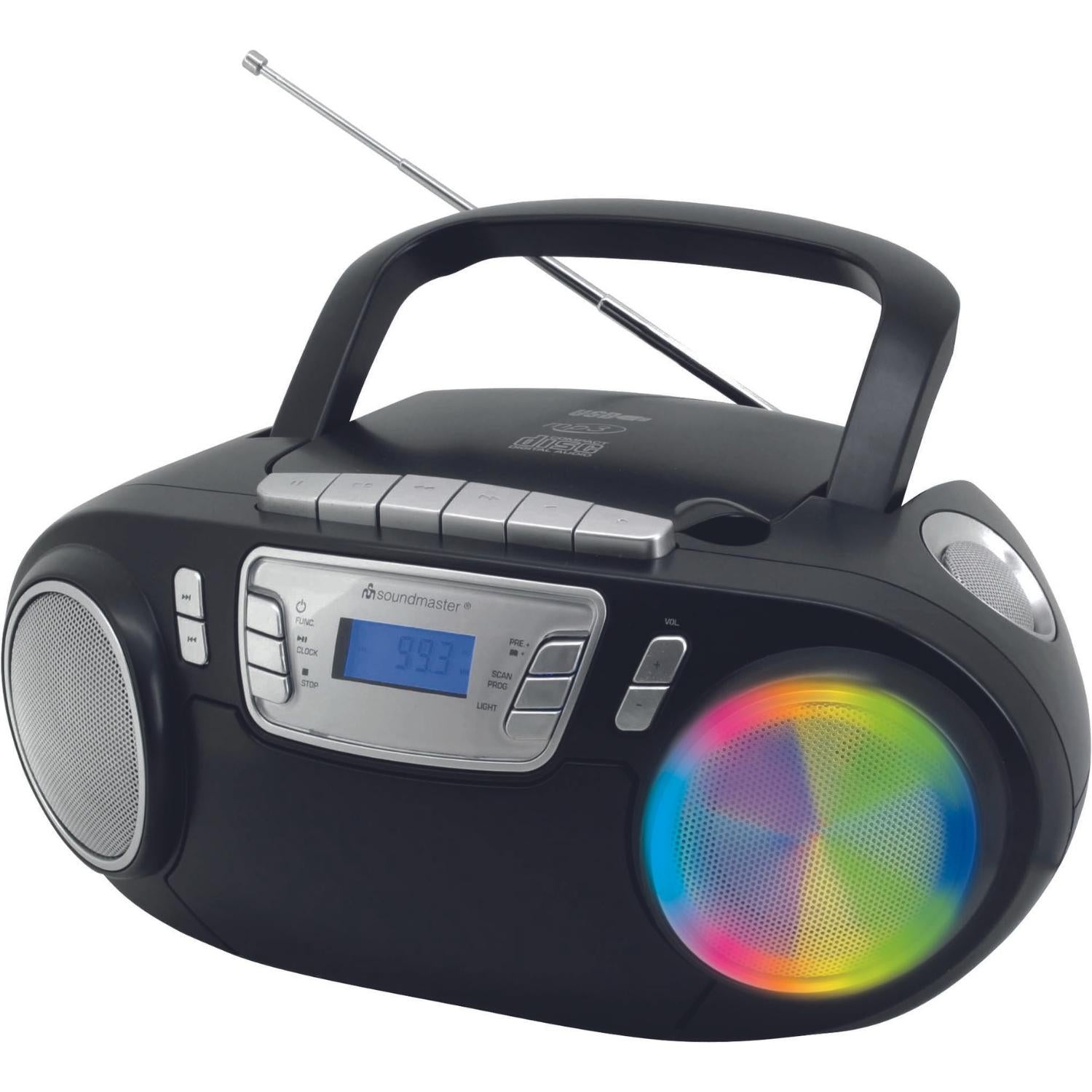Soundmaster SCD5800SW portable CD player MP3 cassette recorder LED USB microphone karaoke