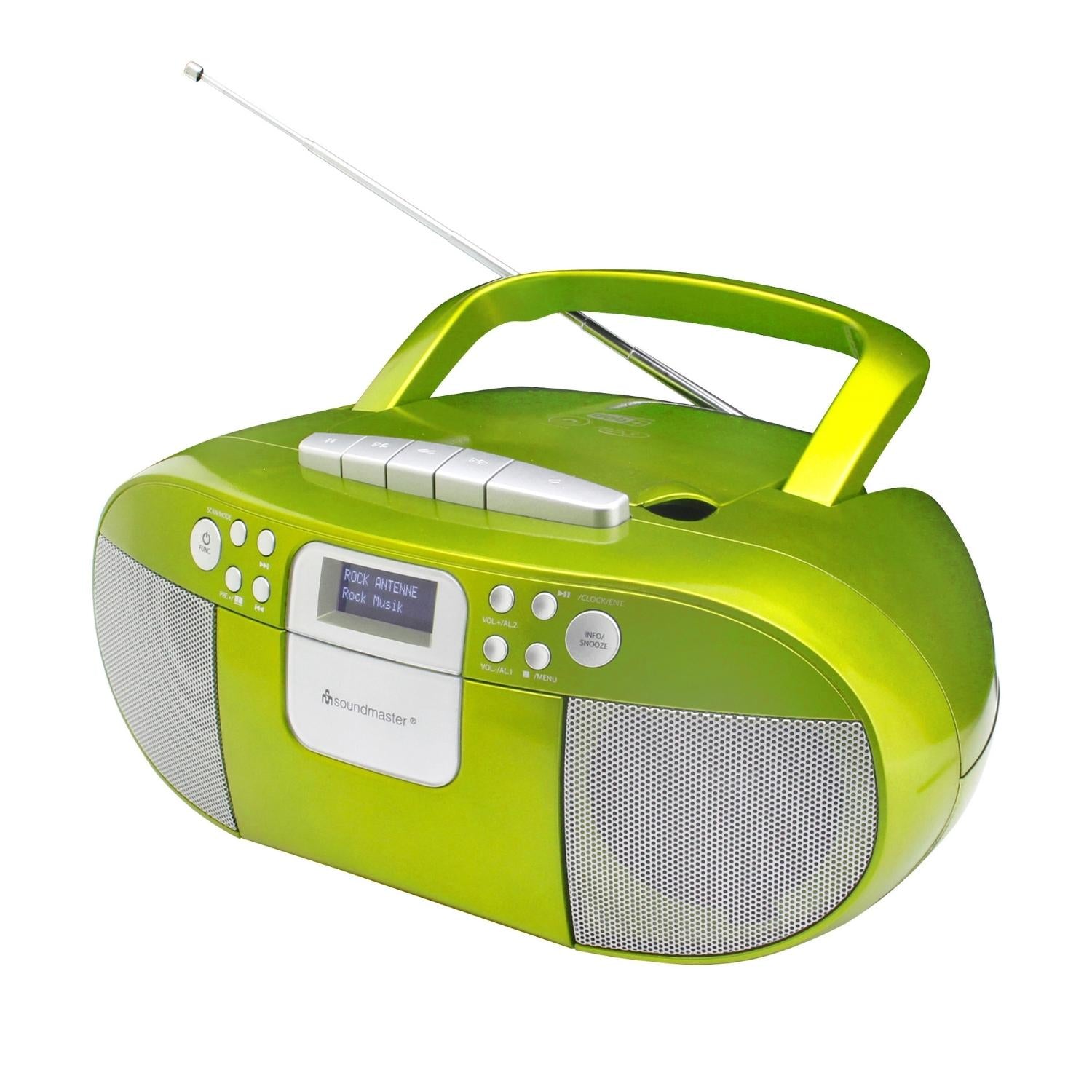 Soundmaster SCD7800GR Boombox DAB+ CD MP3 Kassettenrekorder mit USB Weckerfunktion Hörbuchfunktion