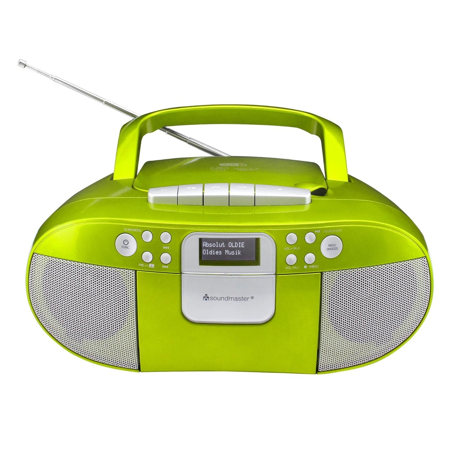 Soundmaster SCD7800GR Boombox DAB+ CD enregistreur cassette MP3 avec fonction réveil USB, fonction livre audio