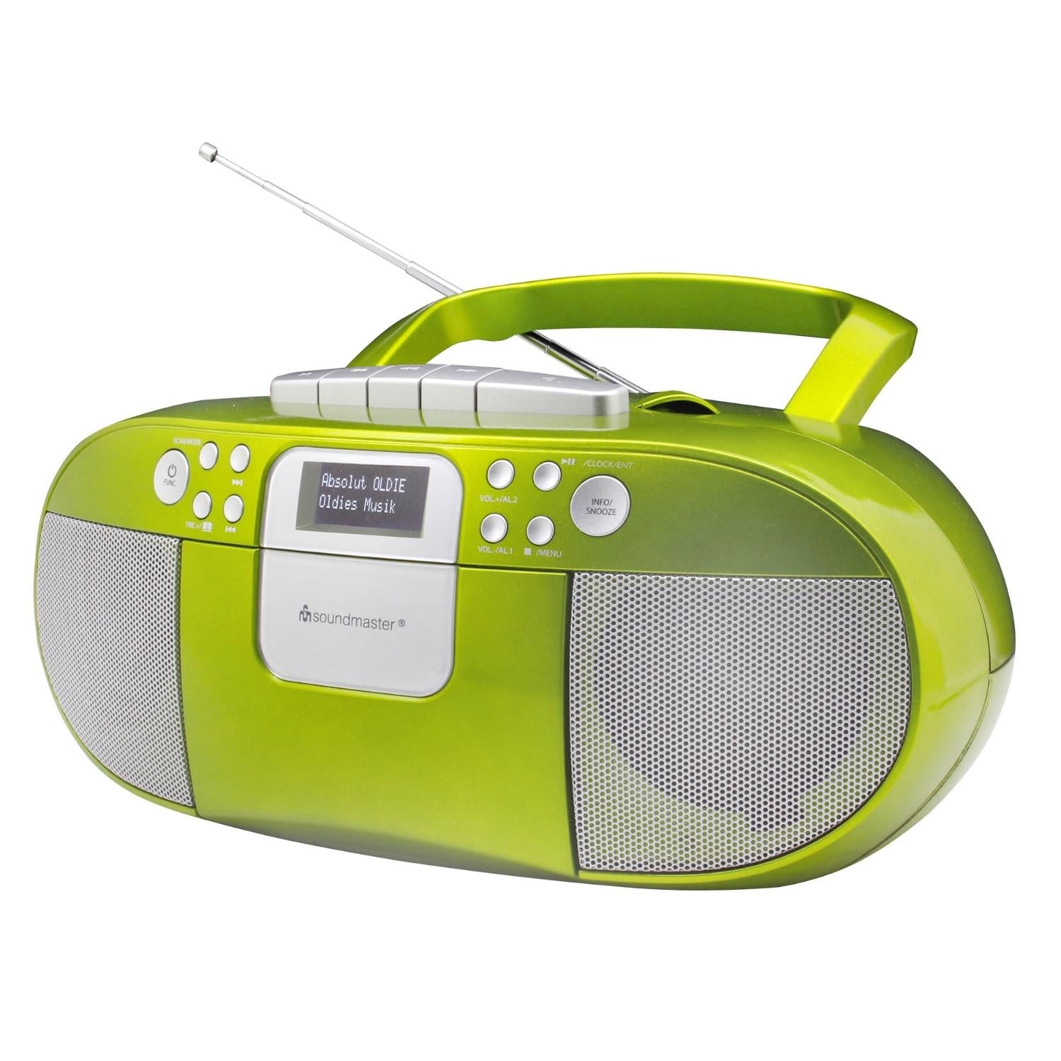 Soundmaster SCD7800GR Boombox DAB+ CD MP3 cassette recorder with USB alarm clock function, audio book function