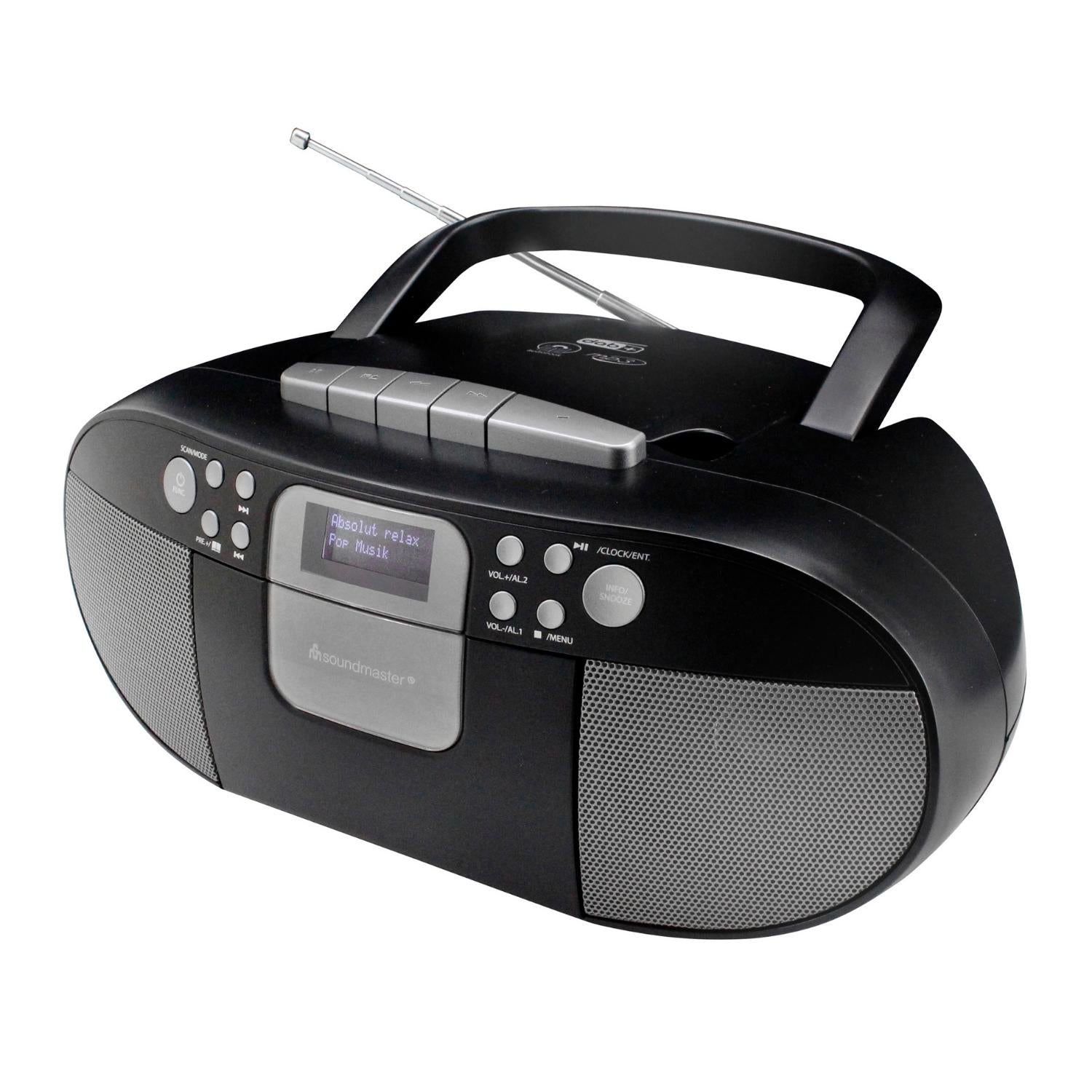 Soundmaster SCD7800SW Boombox DAB+ CD MP3 Kassettenrekorder mit USB Weckerfunktion Hörbuchfunktion