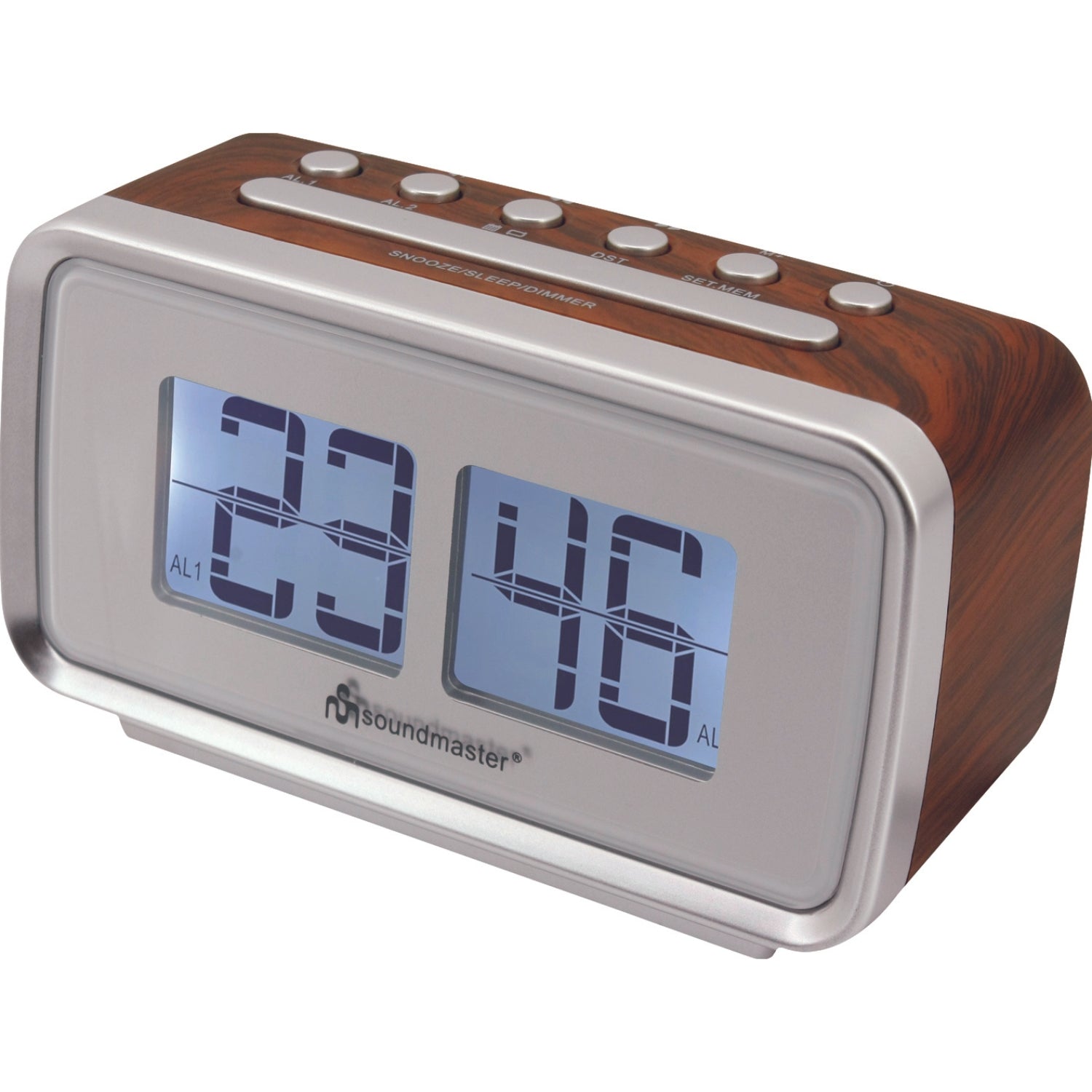 Soundmaster UR105BR Retro Clock Radio Clock Radio Dual Alarm LCD Display Sleep Timer