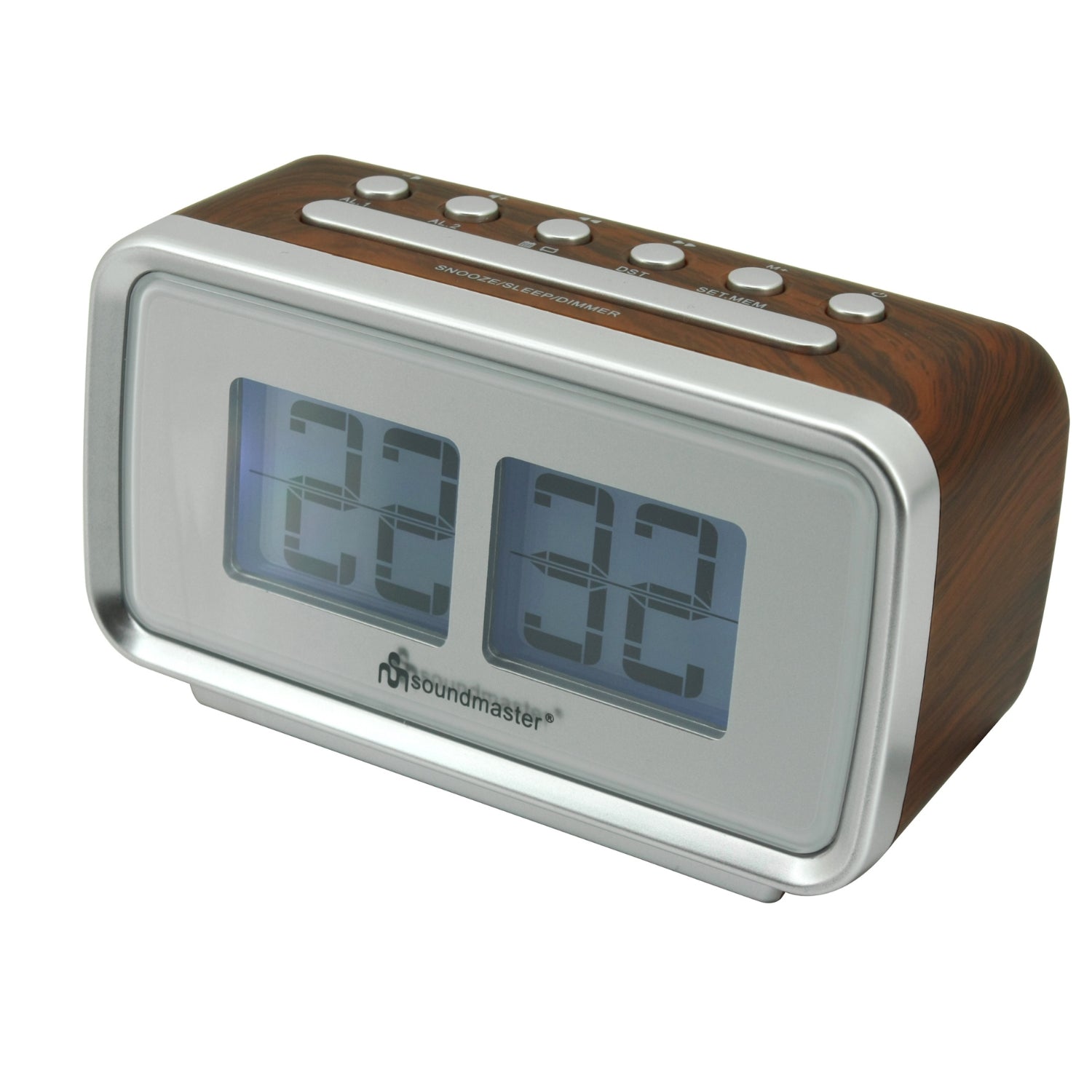 Soundmaster UR105BR Retro Clock Radio Clock Radio Dual Alarm LCD Display Sleep Timer