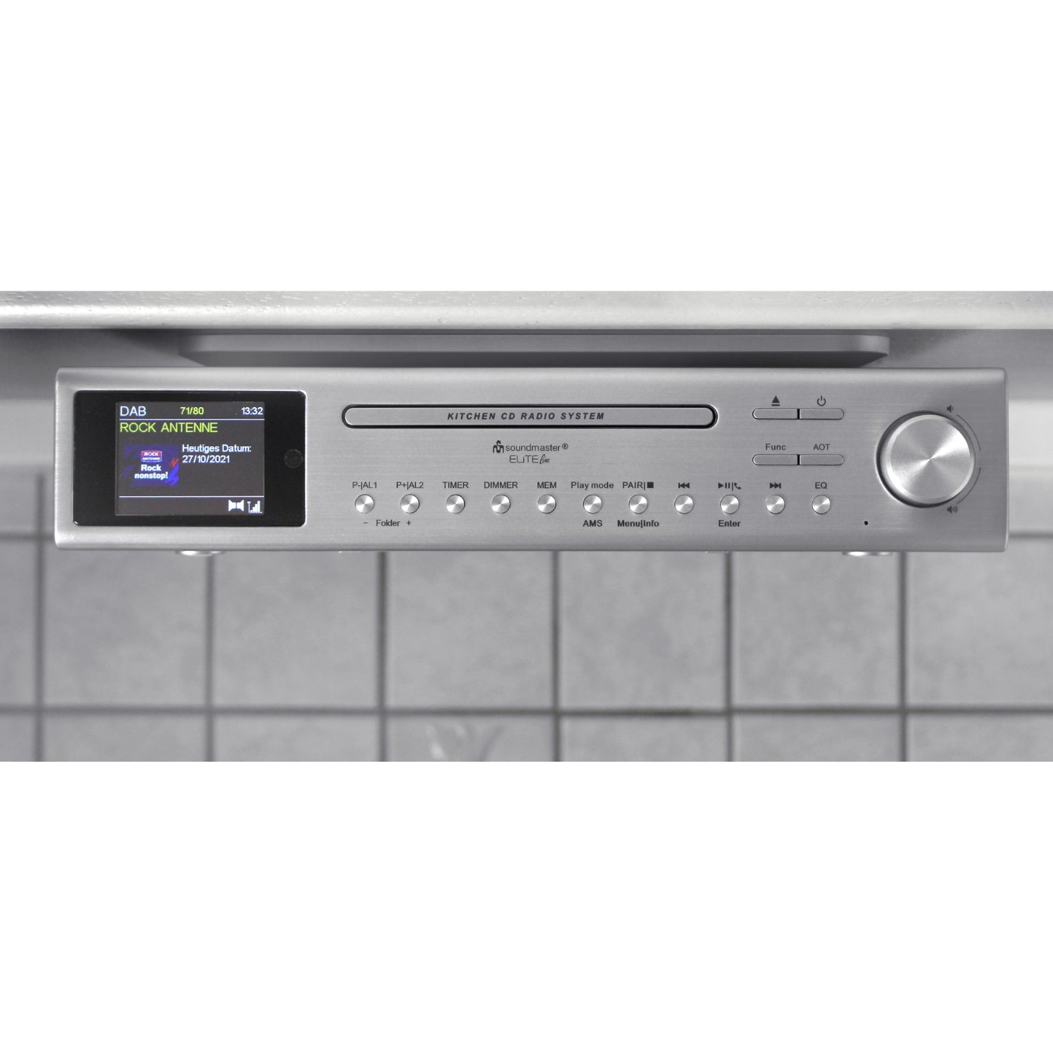 Soundmaster EliteLine UR2180SI CD MP3 centre musical radio sous comptoir radio de cuisine DAB+ égaliseur LED USB et Bluetooth