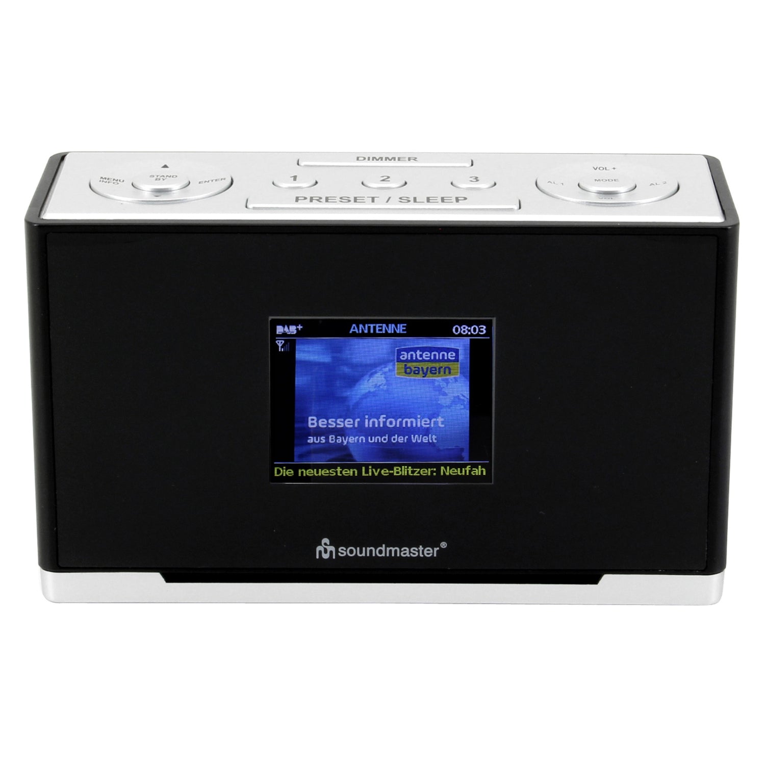 Soundmaster UR240SW DAB+ UKW Digitalradio Radiowecker Farbdisplay Dualalarm Wecken per Radio Sleeptimer