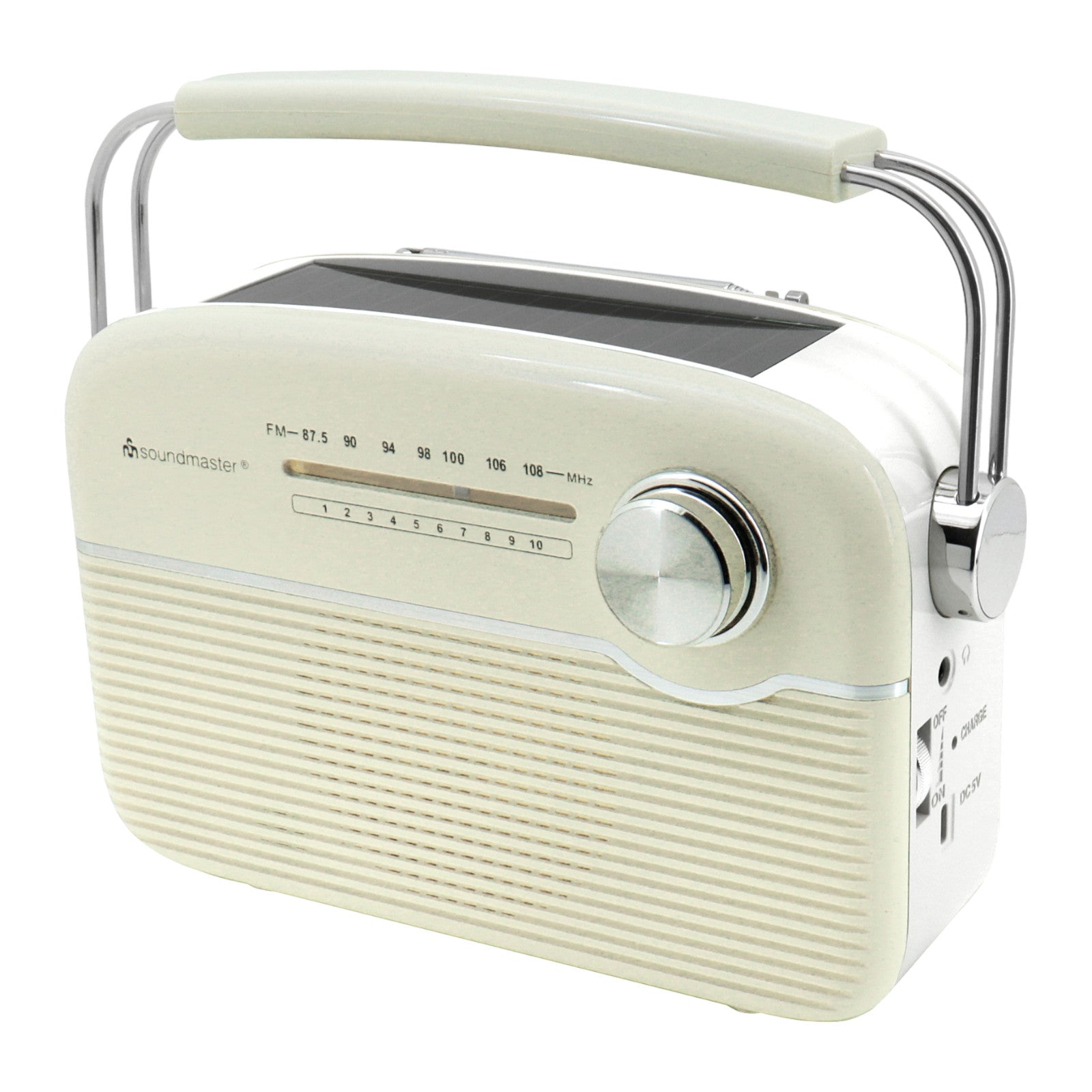 Soundmaster TR480 tragbares Radio mit Solar und Lithium Akku Retro Nostalgie Kopfhöreranschluss