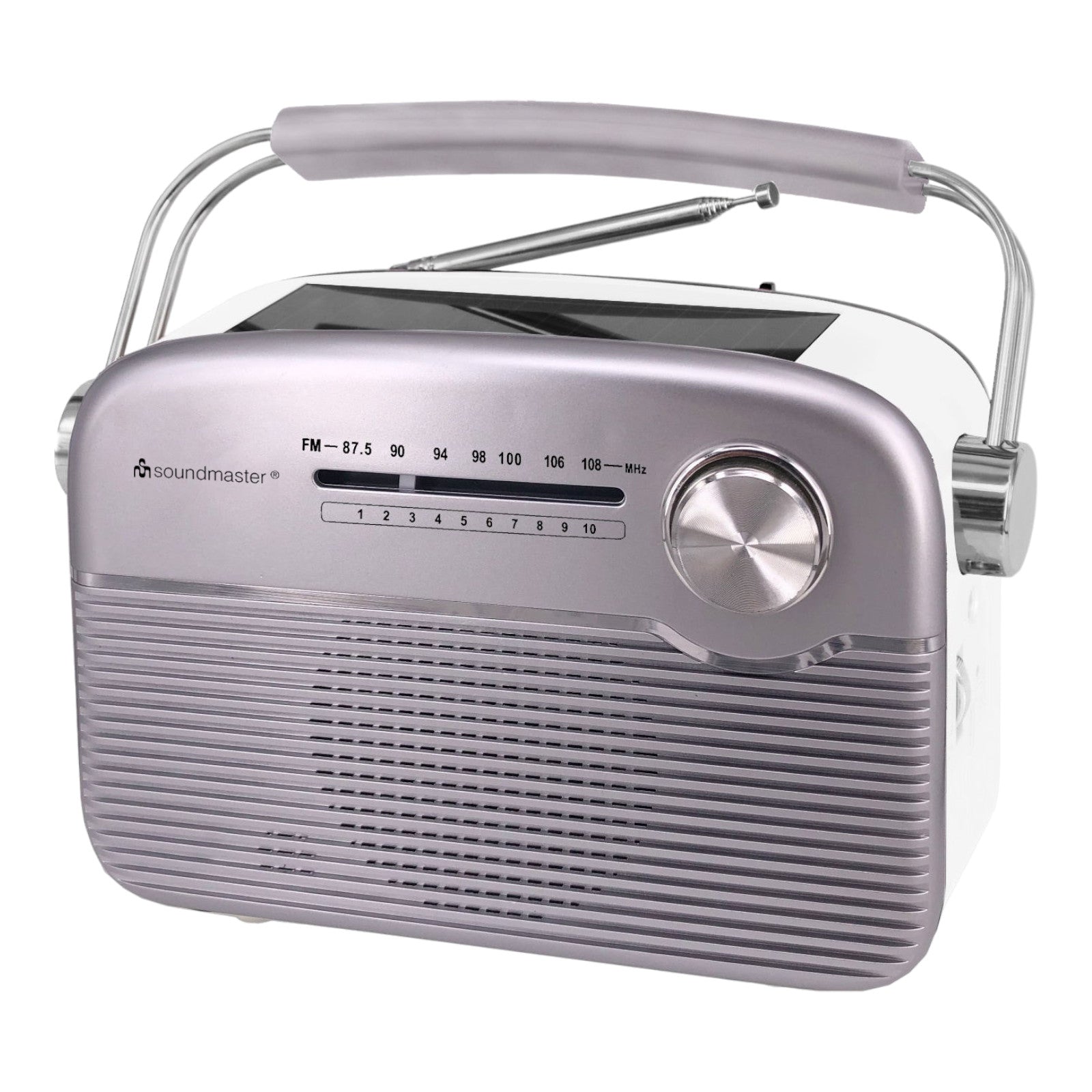 Soundmaster TR480 tragbares Radio mit Solar und Lithium Akku Retro Nostalgie Kopfhöreranschluss