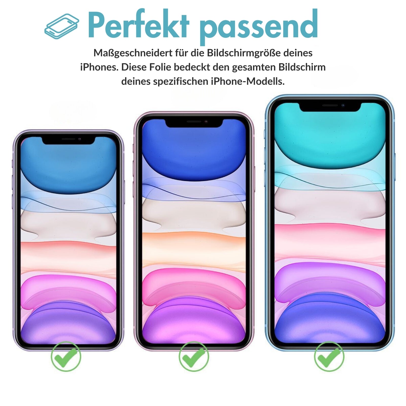 MonkeyTEC Pack of 3 Screen Protectors Matt Anti-Glare + Anti-Fingerprint Apple iPhone Hardness H9