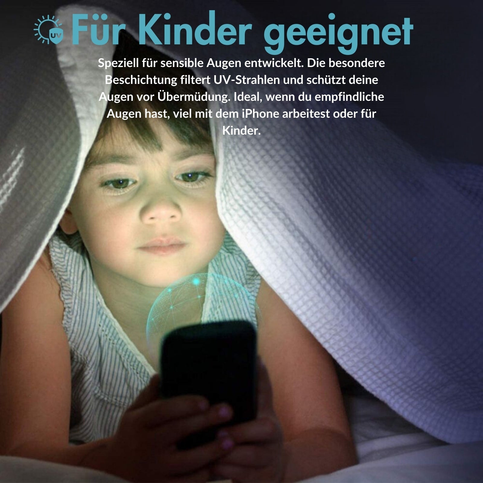 MonkeyTEC 3er-Set Displayschutzfolie 9H Augenschutz Anti-Blaulicht Anti-UV-Licht für empfindliche beanspruchte Augen ideal für Kinder Apple iPhone
