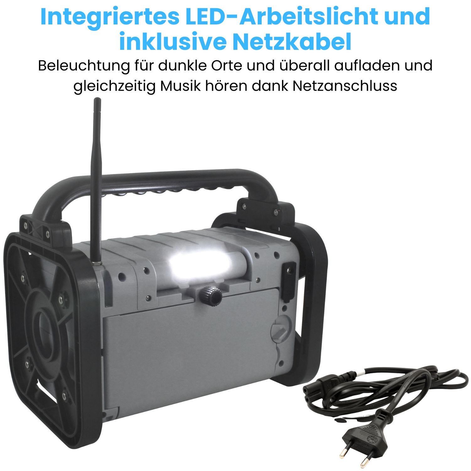 Soundmaster DAB80 Baustellenradio Gartenradio Digitalradio DAB+ UKW-RDS Bluetooth Li-Ion Akku IP44 staub- und spritzwassergeschützt