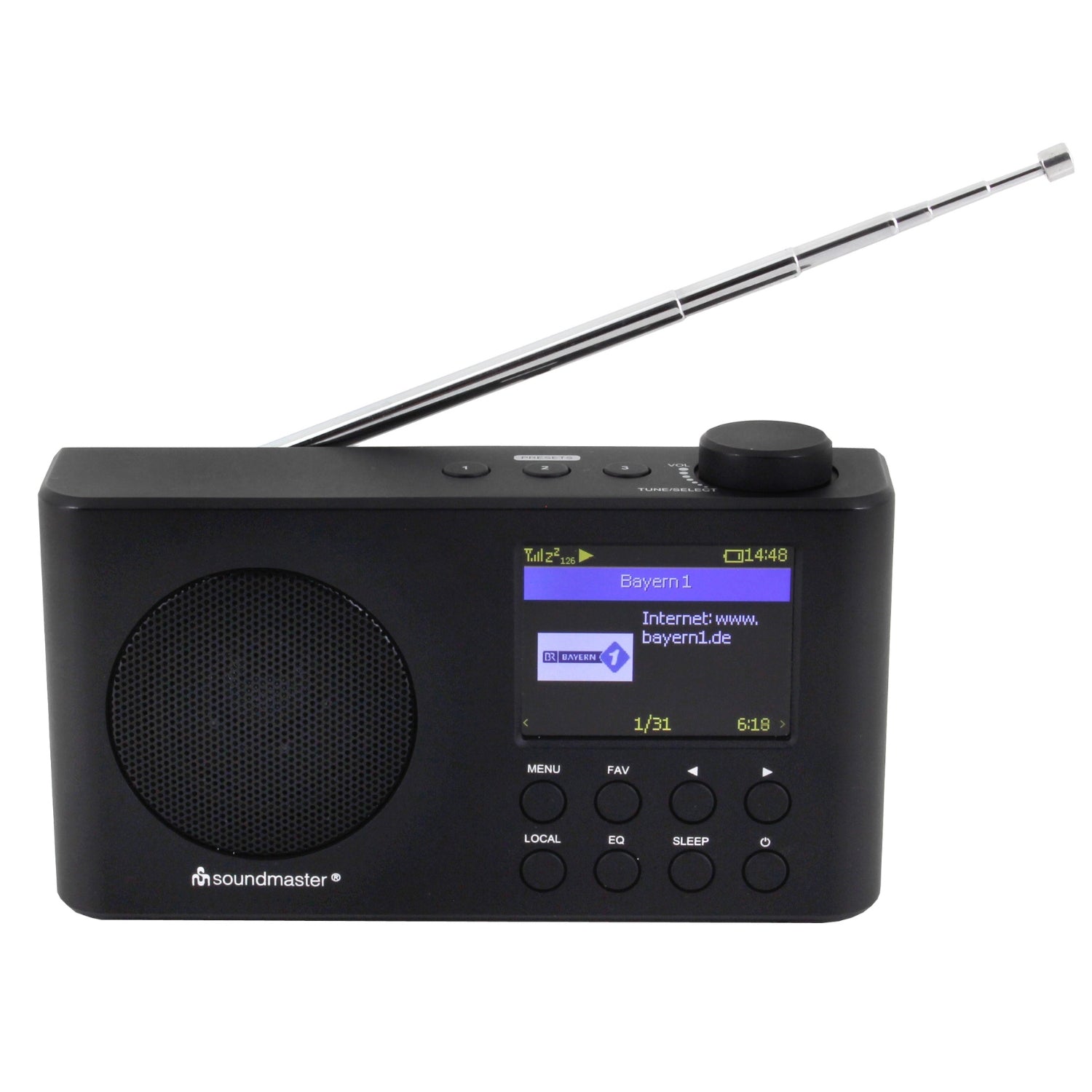 Soundmaster IR6500SW kleines Internetradio DAB+ UKW Radio Bluetooth UPnP Netzwerkplayer Akku 2.200 mAh wiederaufladbar Farbdisplay Powerbankfunktion