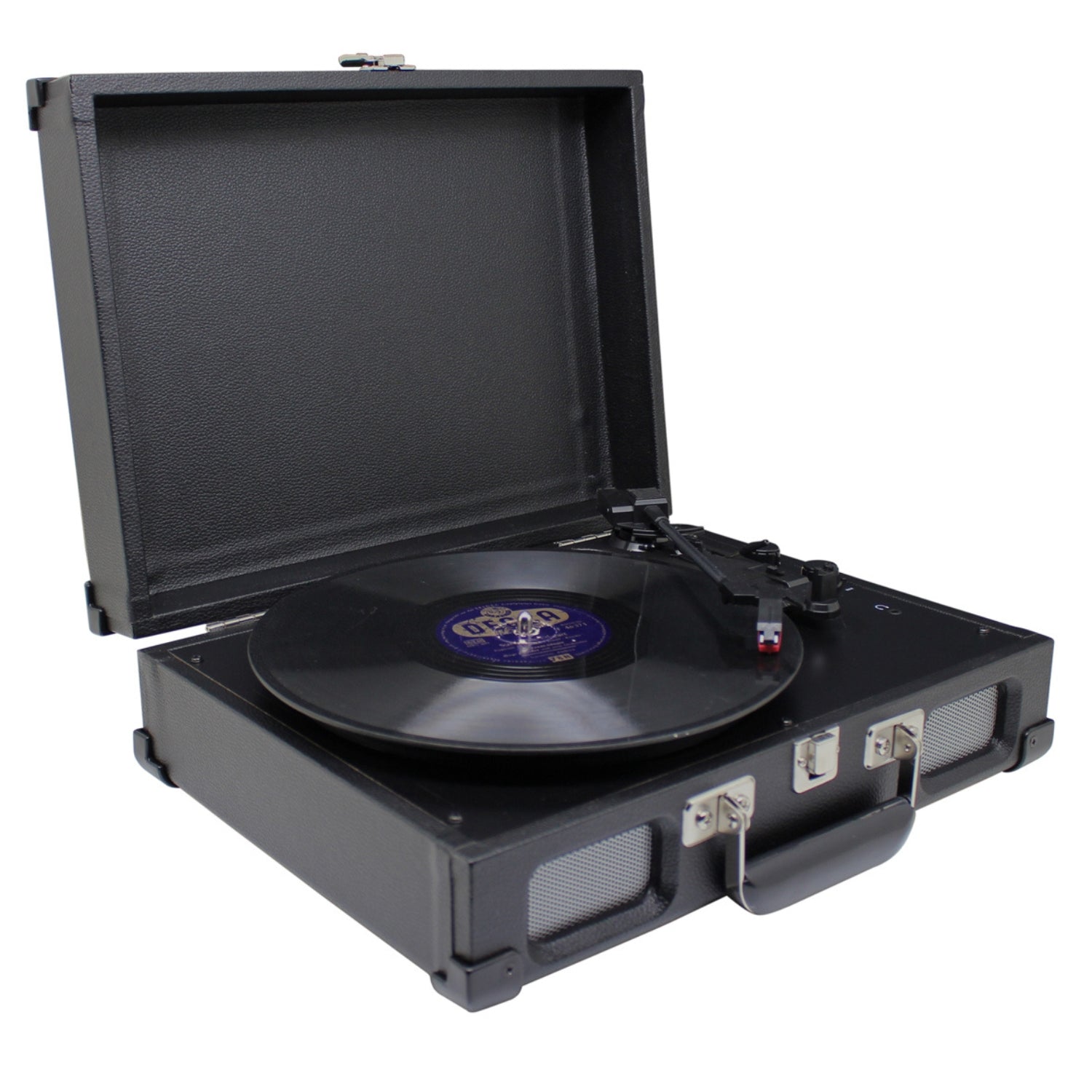 Soundmaster PL580 black nostalgia case turntable with headphone jack