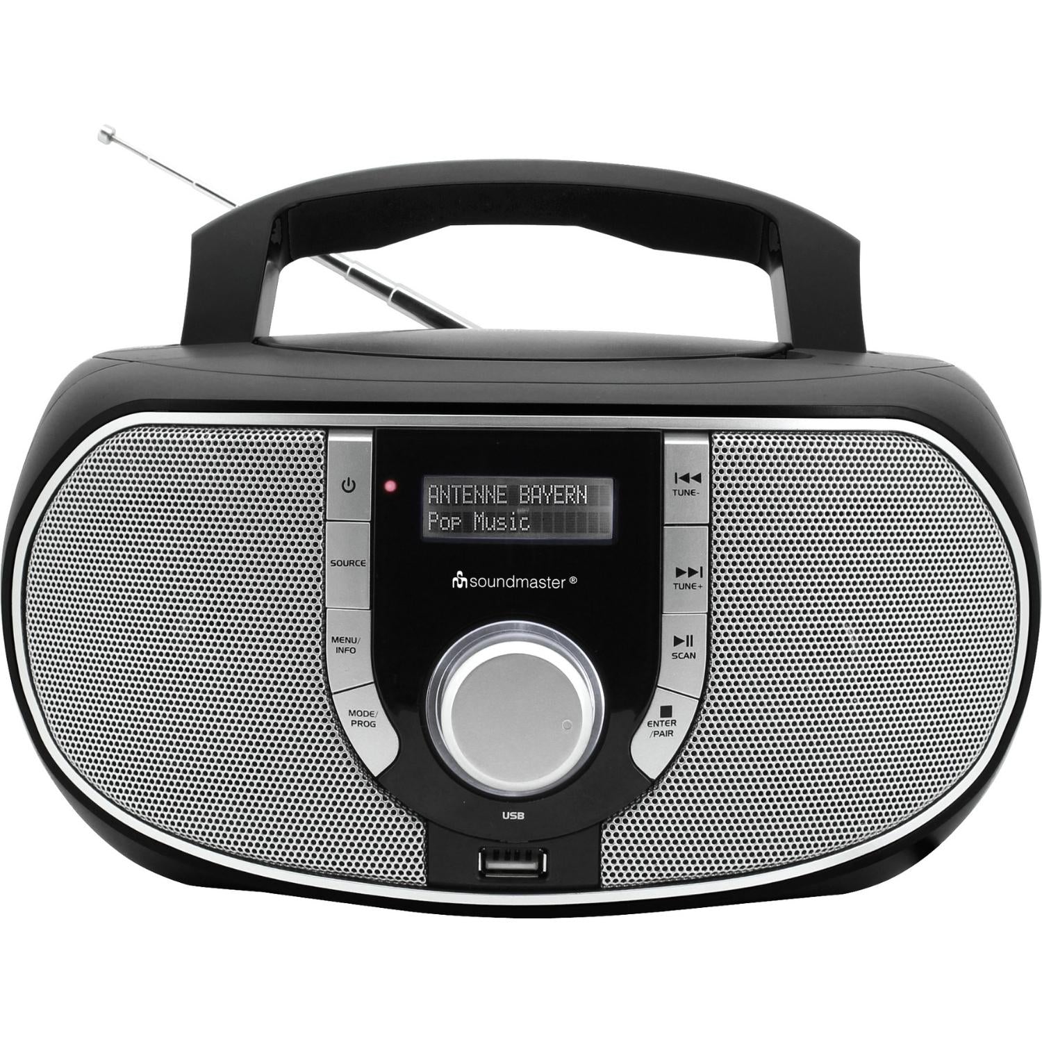 Soundmaster SCD1700SW tragbarer Radiorecorder Digitalradio Boombox DAB+ UKW-PLL Radio CD-Player USB MP3 Hörbuchfunktion