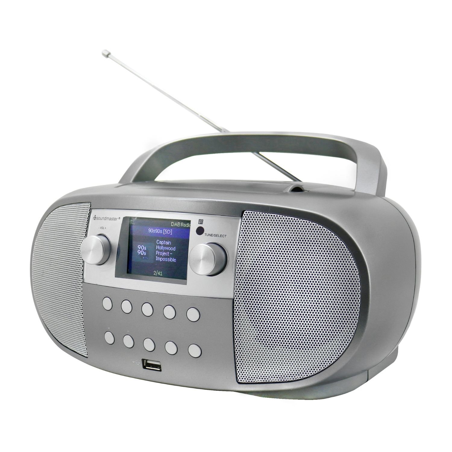 Soundmaster SCD7600TI Boombox Radio Internet Radio réseau WLAN DLNA Bluetooth DAB+ CD USB MP3 Fonction réveil Fonction livre audio Écran couleur