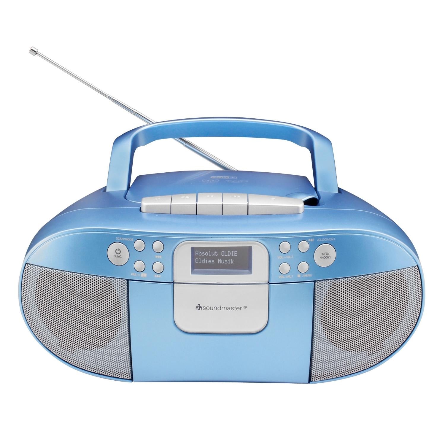 Soundmaster SCD7800BL Boombox DAB+ CD MP3 cassette recorder with USB alarm clock function, audio book function