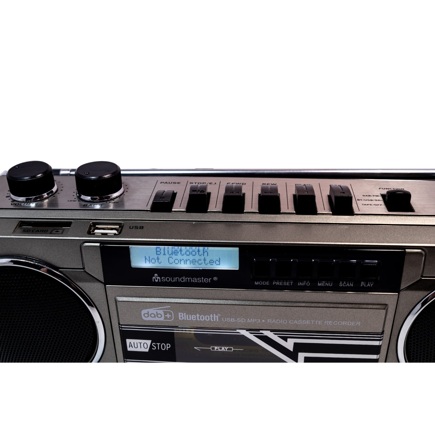 Soundmaster SRR70TI retro radio cassette recorder with DAB+ USB SD and Bluetooth