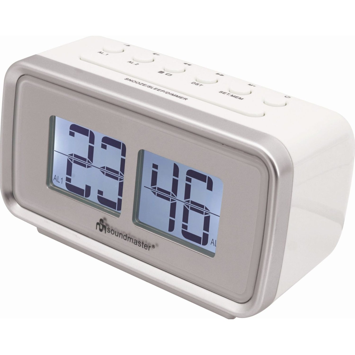 Soundmaster UR105WE Retro Clock Radio Clock Radio Dual Alarm LCD Display Sleeptimer